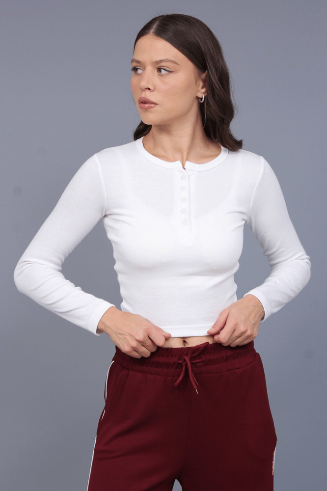 توب نسائي – modacan toptan – بأزرار أمامية – قطن – أبيض – Made in Turkey- S-L