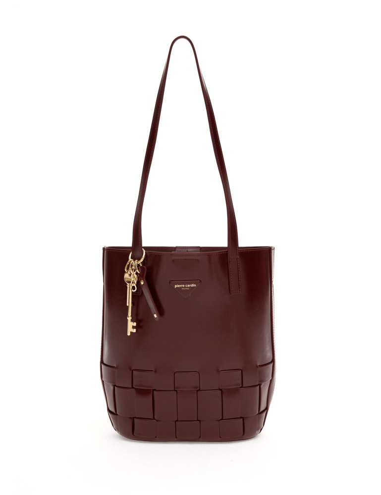 حقيبة كتف نسائية – Pierre Cardin – أحمر – جلد صناعي – 29 × 28 × 11 سم – Made in Turkey