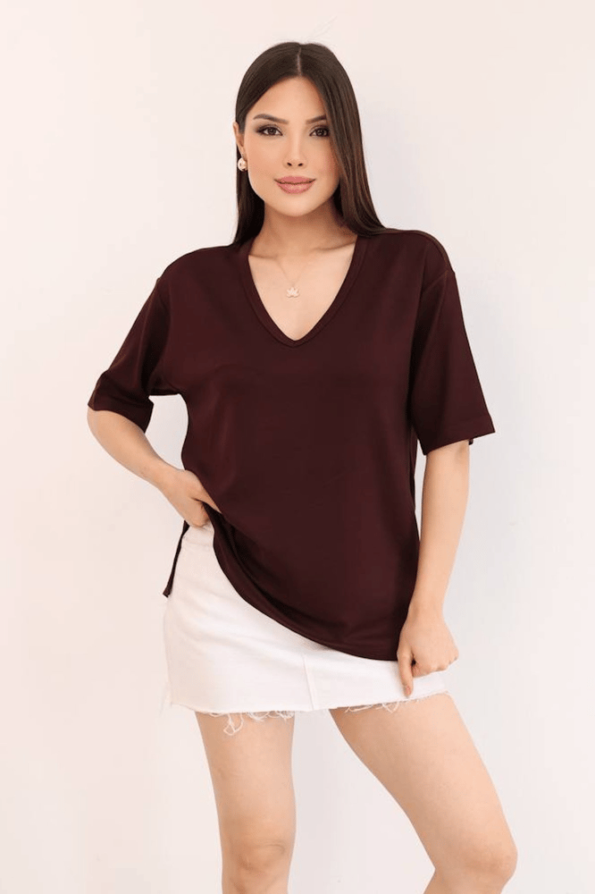 تي شيرت نسائي – modacan toptan – بني – قطن ليكرا – S-M-L-XL – صنع في تركيا
