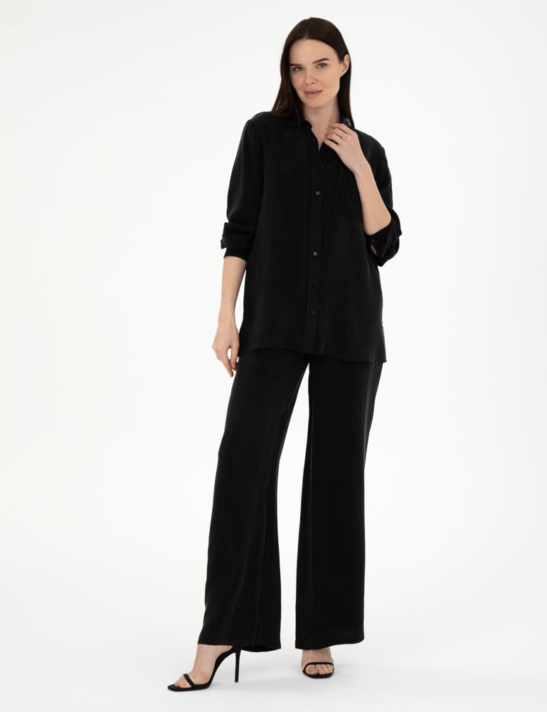 بنطال نسائي – pierre cardin – قصة فضفاضة – كوبرو – أسود – S-XL – صنع في تركيا