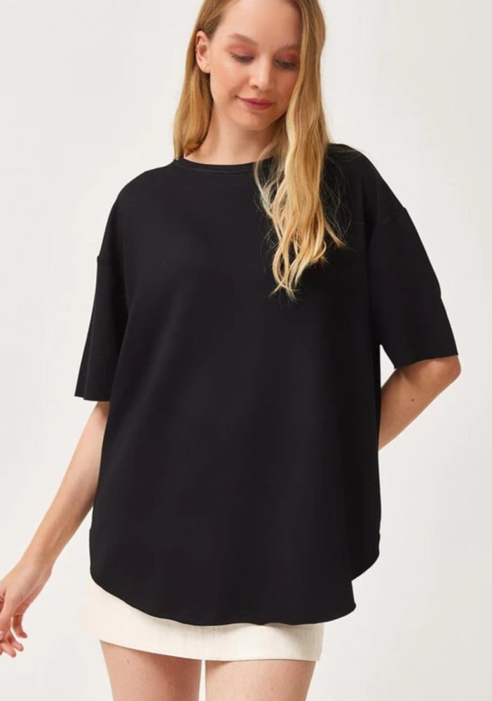 تي شيرت نسائي – modacan toptan – اسود – قطن جيرسيه – S - M - L- XL – صنع في تركيا