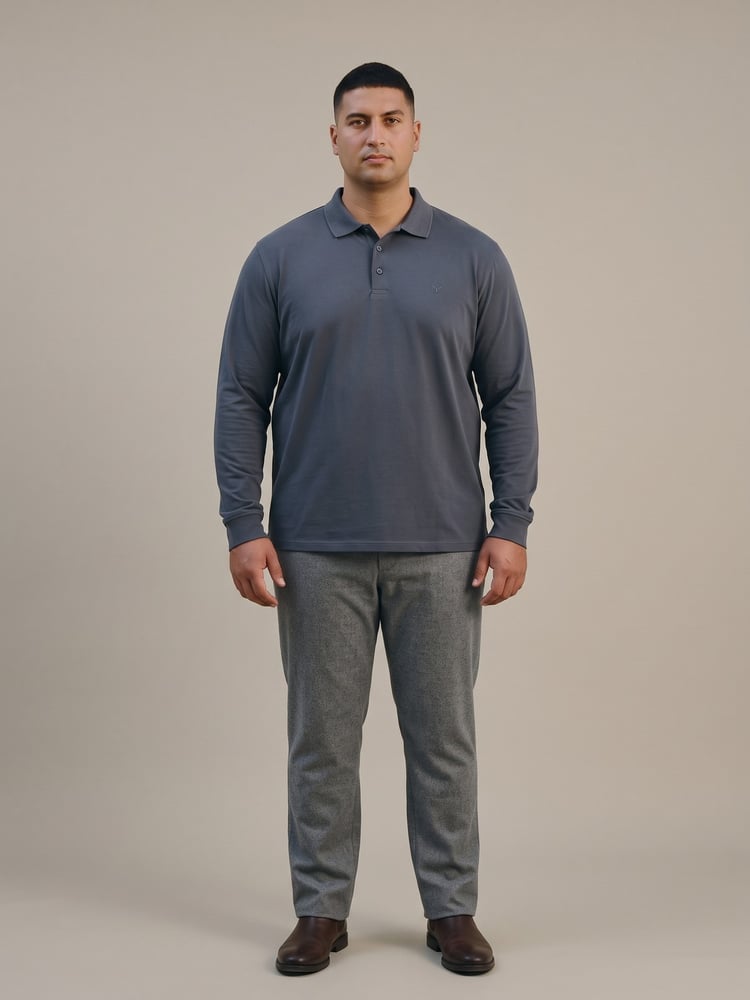 قميص بولو – Maccali – جيرسيه قطني – أكمام طويلة بياقة مطوية – مقاسات 3XL-4XL-5XL-6XL – صنع في تركيا