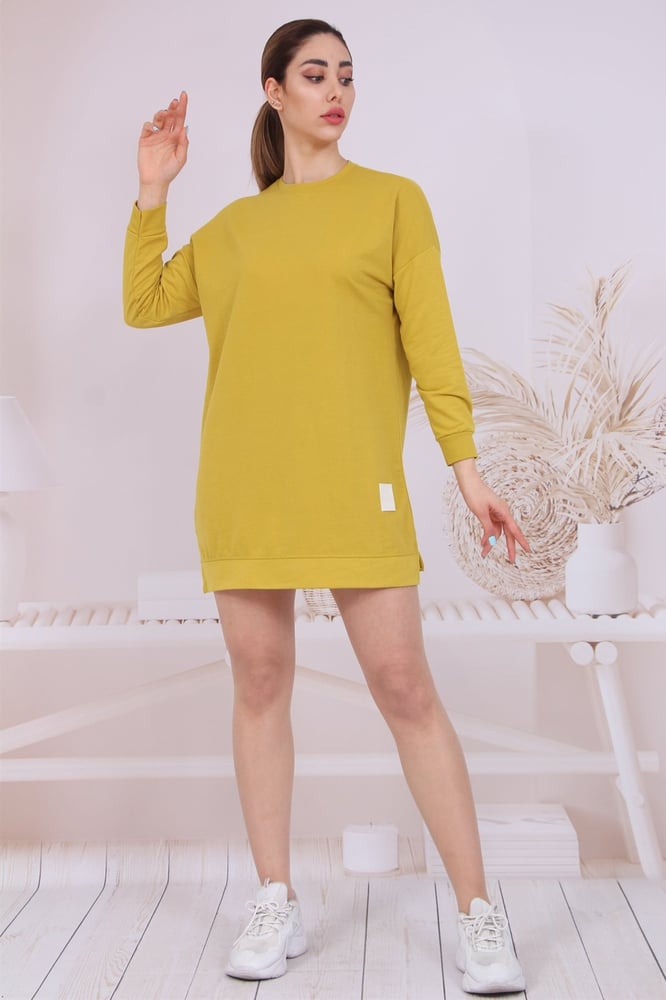 سويت شيرت نسائي – modacan toptan – قطن – اصفر داكن – S-M-L-XL – صنع في تركيا