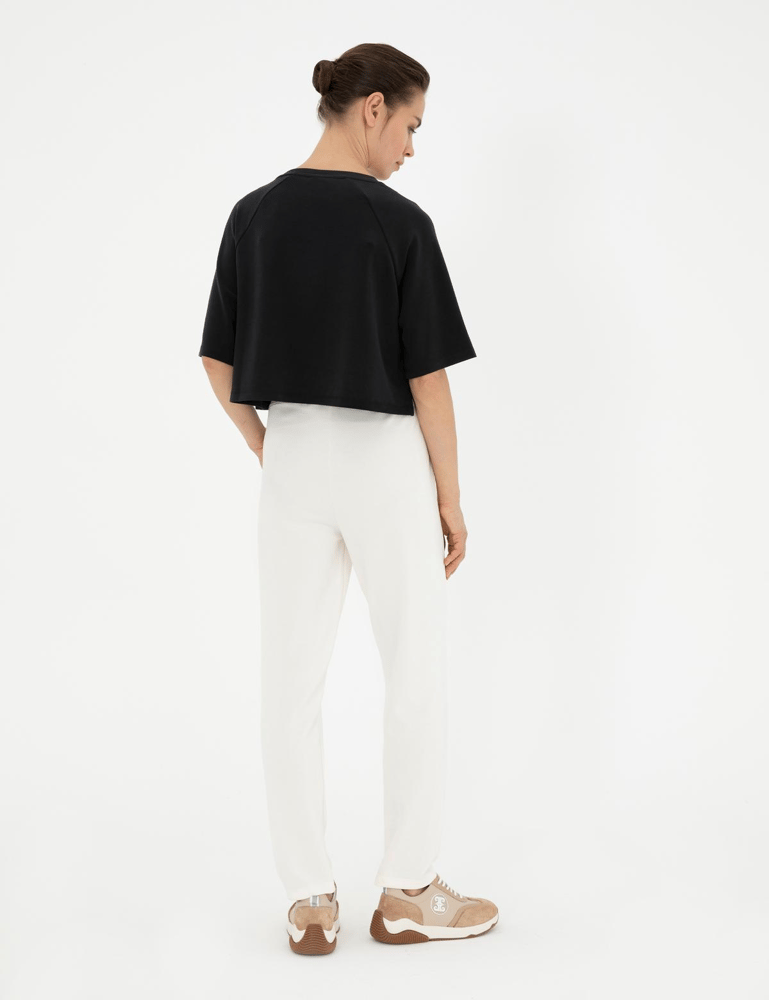 بنطال نسائي – pierre cardin – قصة عادية – قطن محبوك – أبيض كريمي – S-XL – صنع في تركيا