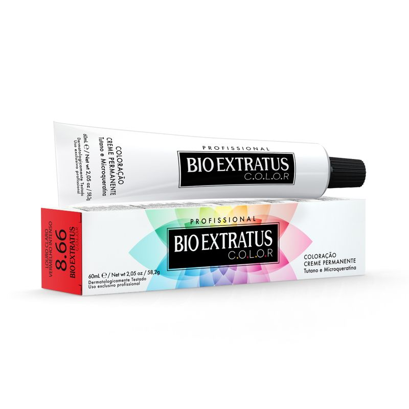 ️ Coloração 8.66 - 60 مل - تغطية كاملة للشيب - bioextratus - برازيلي أصلي
