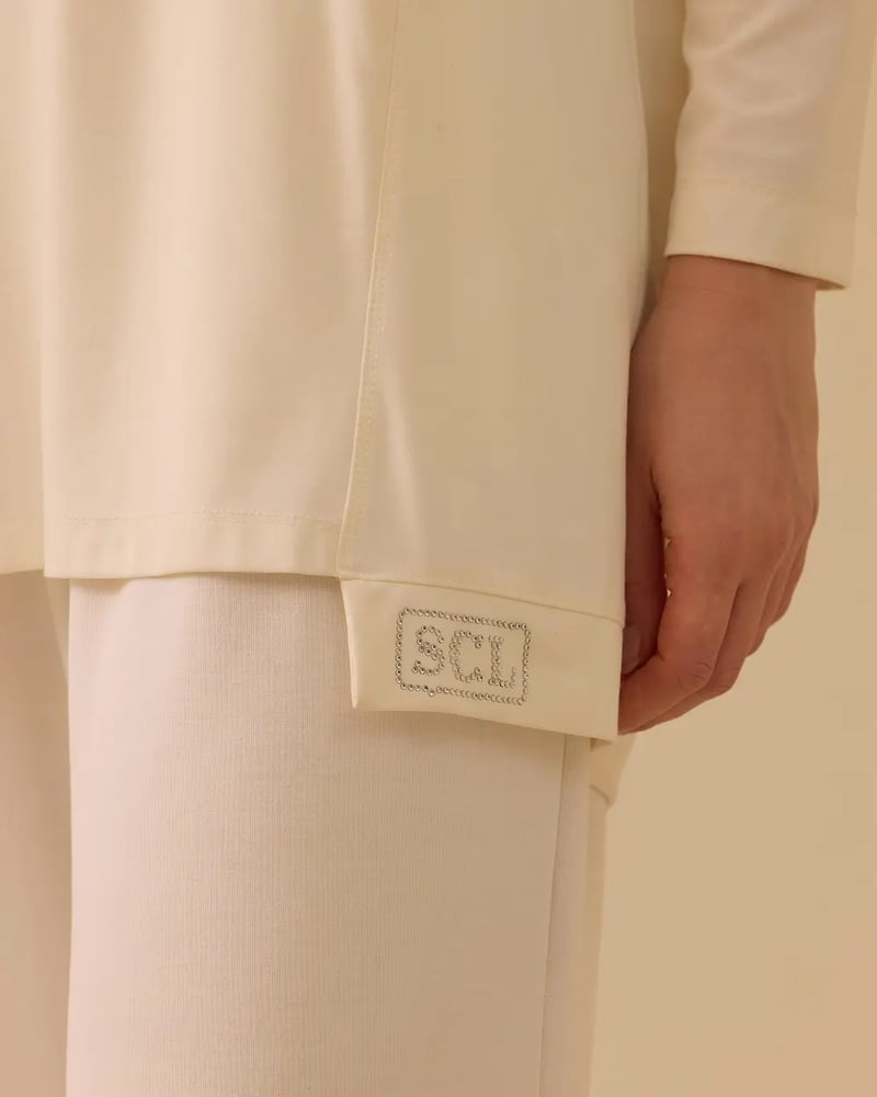 سترة نسائية - Secilstore – بيج فاتح – ياقة دائرية – قصة واسعة – جيرسيه – أكمام طويلة – S M L XL – صنع في تركيا