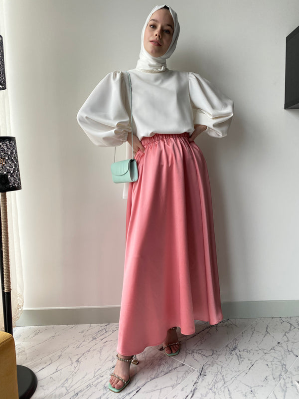 تنورة نسائية – AL-TATARI – سلموني – ساتان – بخصر مطاطي – صنع فى تركيا