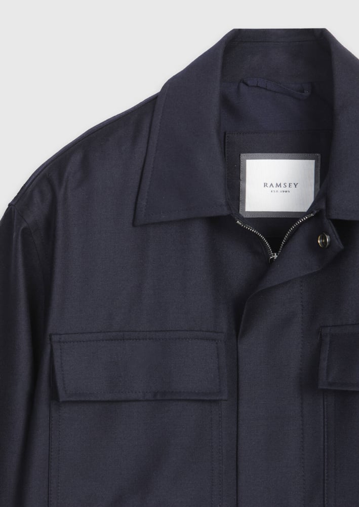قميص خارجي رجالي – Ramsey – أزرق داكن سادة – 100% صوف – كم طويل - S، M، L، XL، XXL - صنع في تركيا