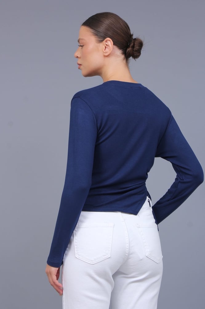 توب نسائي – modacan toptan – كحلي  – قماش ريب  – Made in Turkey - S-L