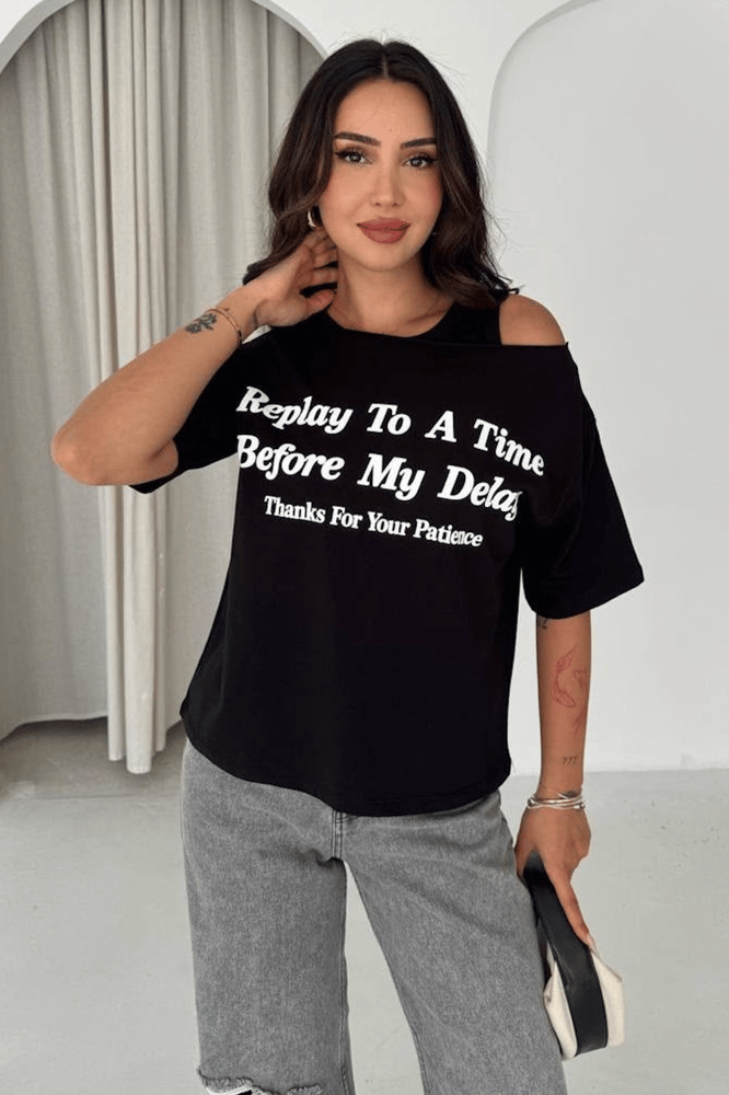 تي شيرت نسائي مزدوج – modacan toptan – اسود – قطن سنجل جيرسيه – S-M-L-XL – صنع في تركيا