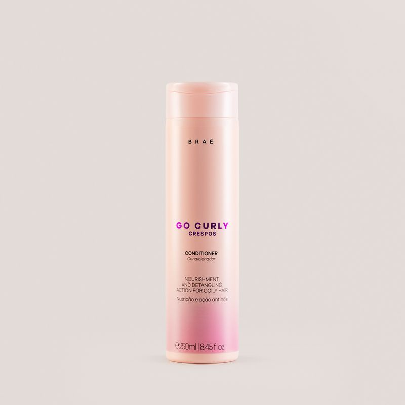 بلسم للشعر-BRAÉ Go Curly Crespos-بروتين القمح وبانثينول-250 مل-Made in Brazil