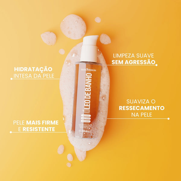 مجموعة عناية بالجسم – Beleza Brasileira – مقشر للجسم ومرطب للجسم وزيت استحمام – 200 جم + 200 جم + 200 مل – 3 قطع – Made in Brazil