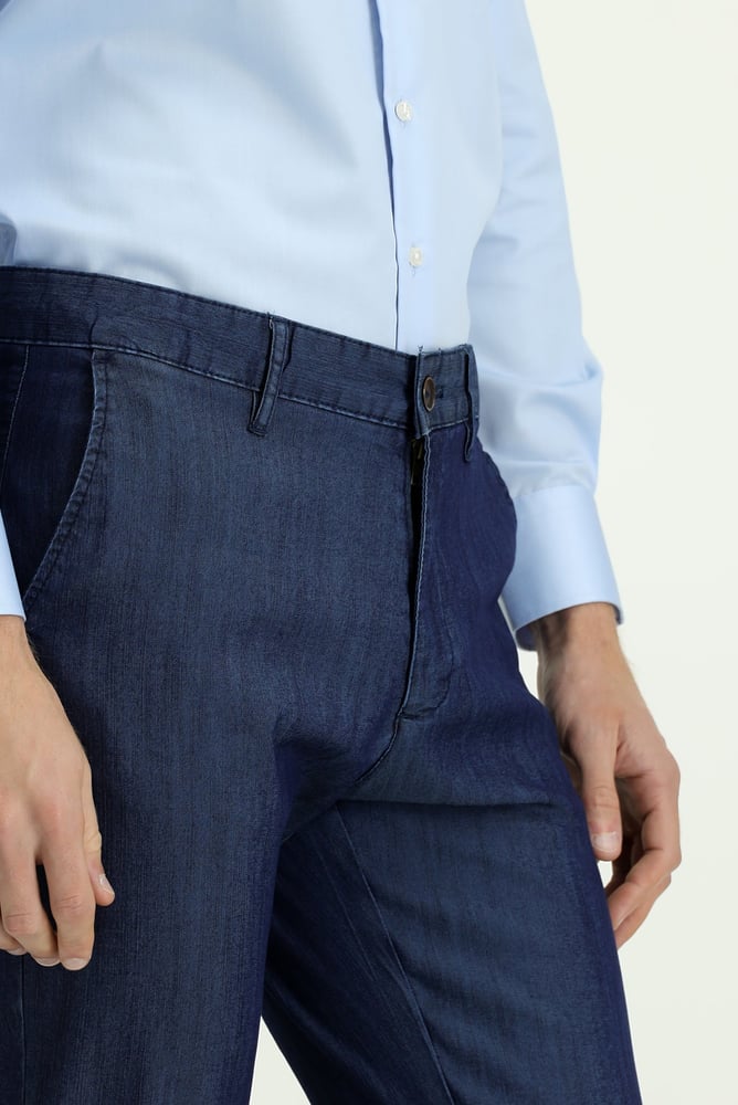 بنطال تشينو رجالي – Kiğılı – كحلي داكن سادة – تينسل – قصة عادية 6 بوصات وجيب جانبي - 64 الي 48 - صنع في تركيا