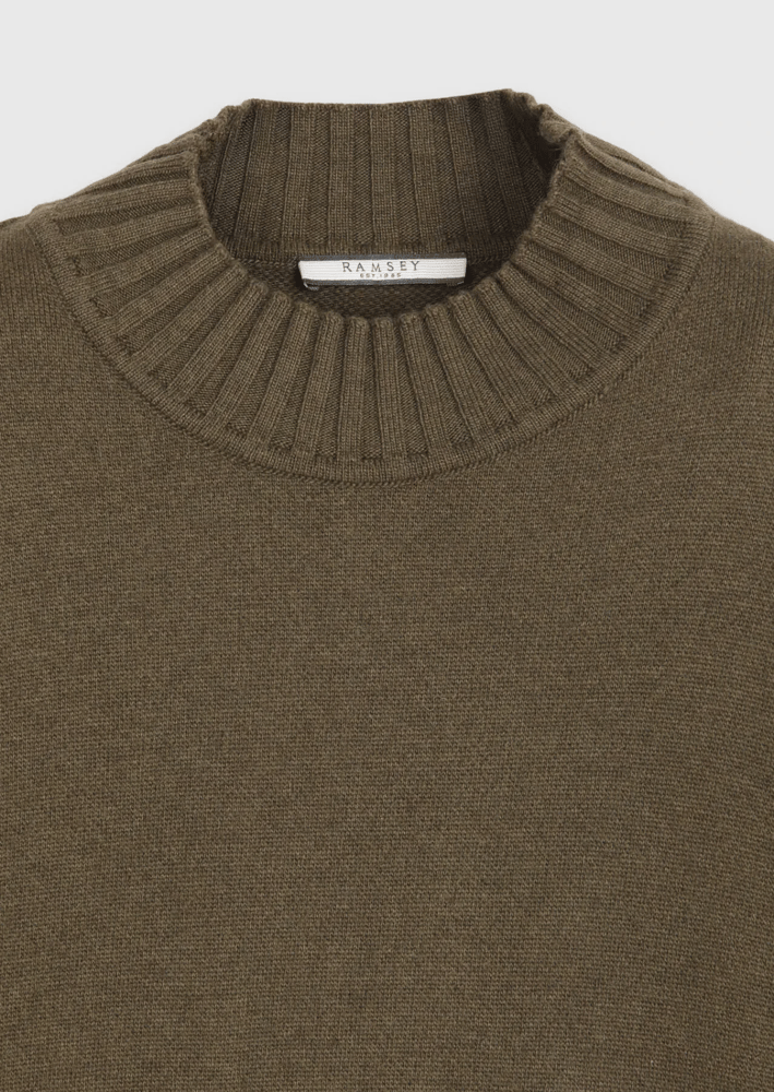 كنزة صوفية رجالية – Ramsey – كاكي سادة – أكمام طويلة – صوف -  S، M، L، XL، XXL، XXXL - صنع في تركيا