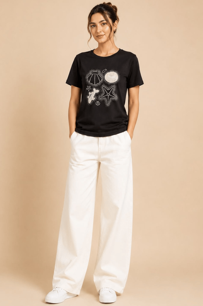 تي شيرت نسائي – modacan toptan – اسود – قطن – S-M-L-XL – صنع في تركيا