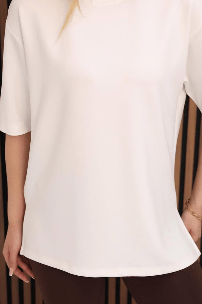 تي شيرت نسائي طويل – modacan toptan – ابيض – قطن سنجل جيرسيه – S-M-L-XL – صنع في تركيا