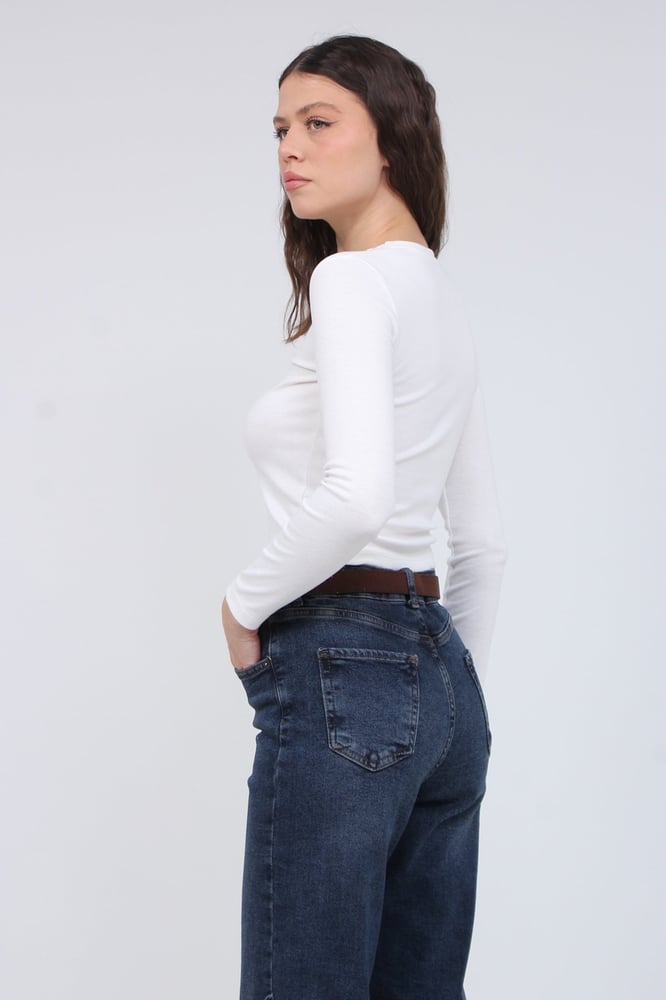 توب نسائي – modacan toptan – ابيض – قماش ريب – Made in Turkey - S-L