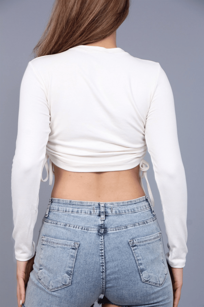 بلوزة كروب نسائية – modacan toptan – ابيض – قماش ليكرا - Made in Turkey - S-L
