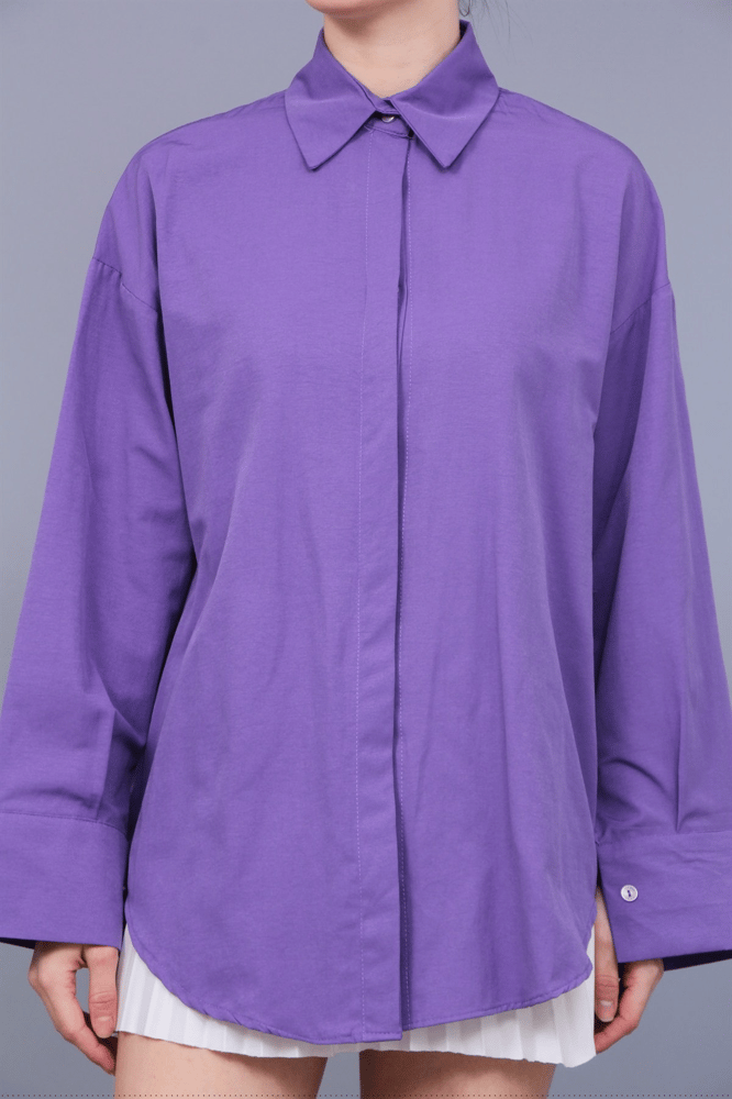 قميص نسائي – modacan toptan – تصميم سادة – بوبلين – موف – S-XL – صنع في تركيا