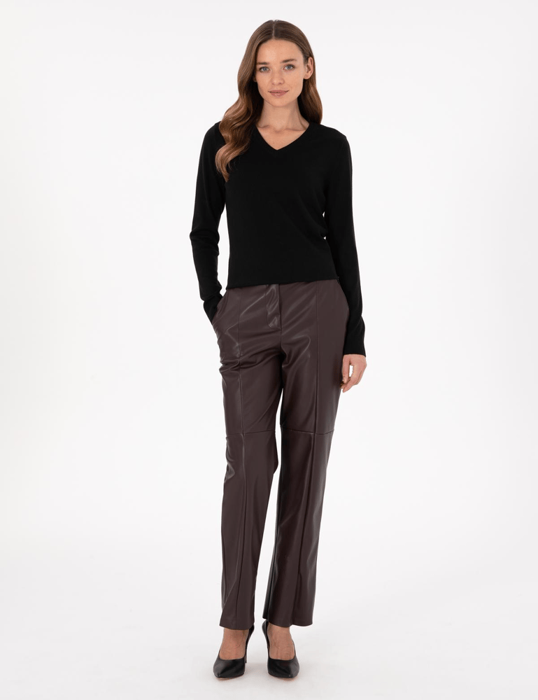 كنزة نسائية – pierre cardin – ياقة V – قطن – سوداء – S-XL – صنع في تركيا