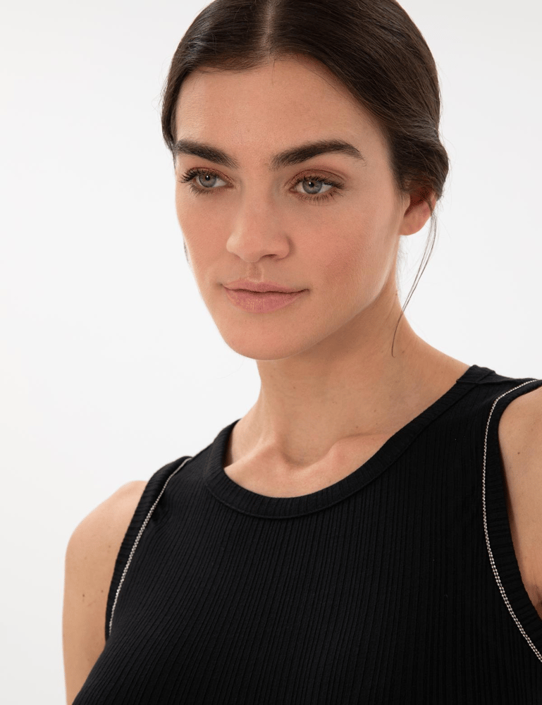 بلوزة نسائية – pierre cardin – قصة ضيقة – تريكو مضلع – اسود – S-XL – صنع في تركيا