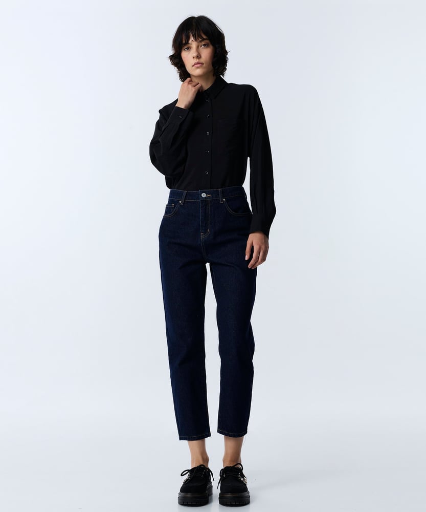 بنطلون جينز للأمهات – twist – أزرق داكن – قطن