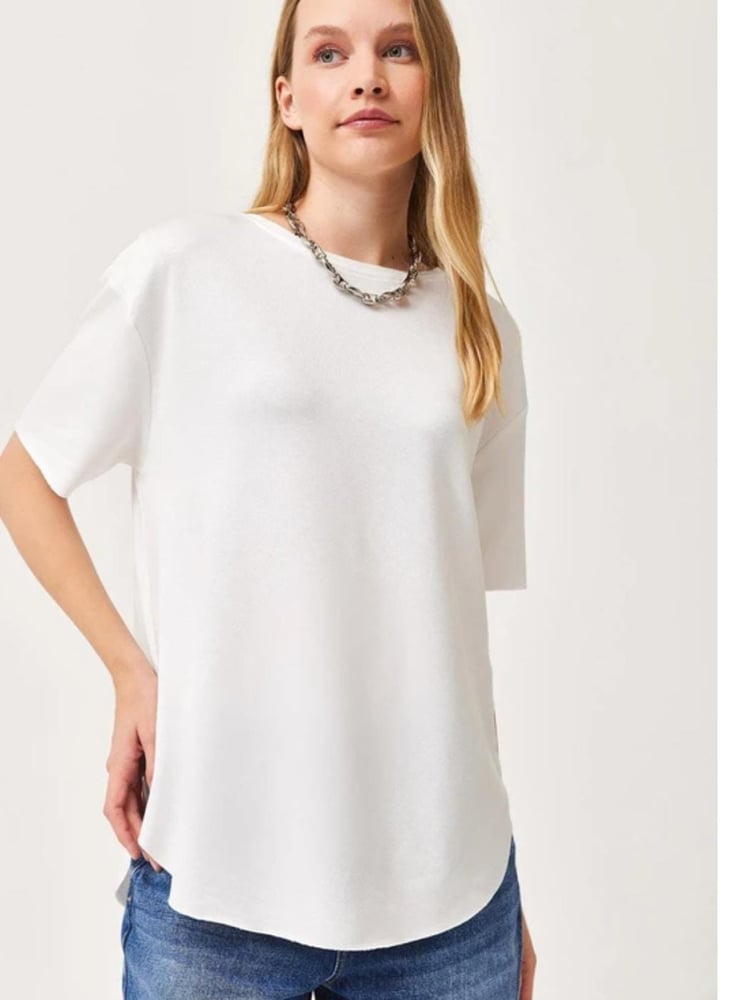 تي شيرت نسائي – modacan toptan – ابيض – قطن جيرسيه – S - M - L- XL – صنع في تركيا