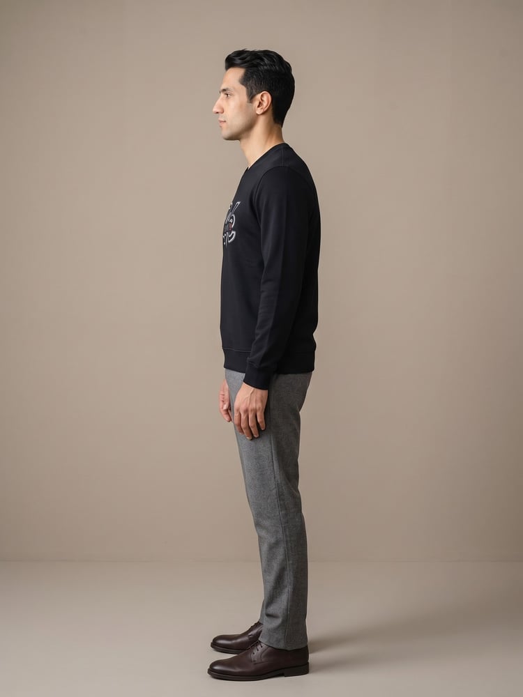 سويت شيرت – Maccali – اسود   – محبوك قطني – مقاسات S-2XL – صنع في تركيا