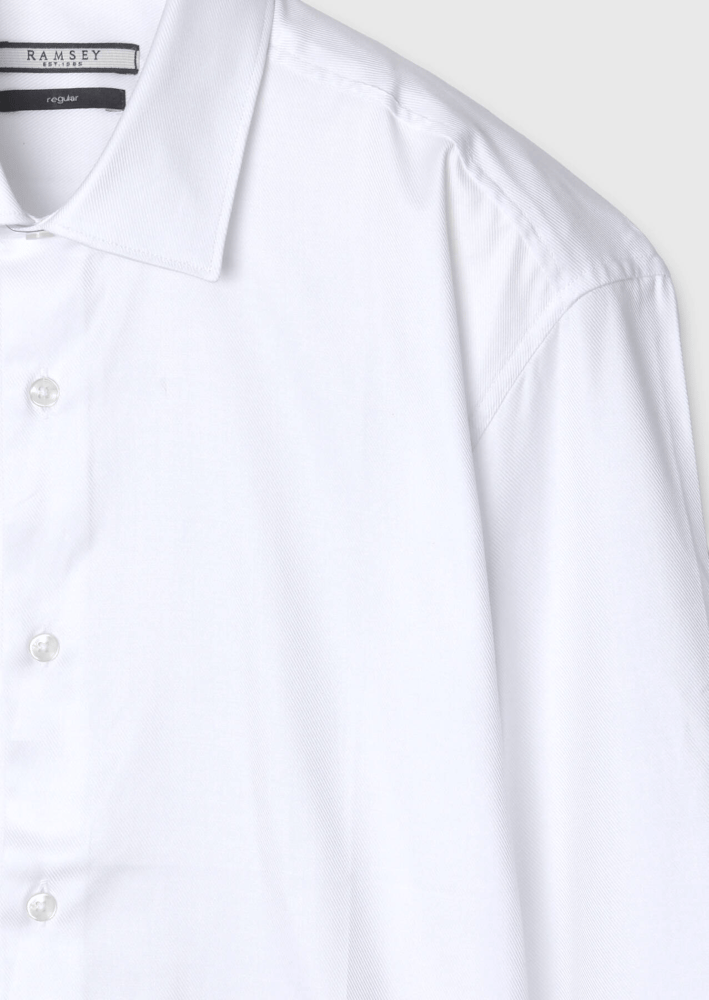قميص رجالي – Ramsey – أبيض سادة – ياقة خاصة – قطن - S، M، L، XL، XXL - صنع في مصر