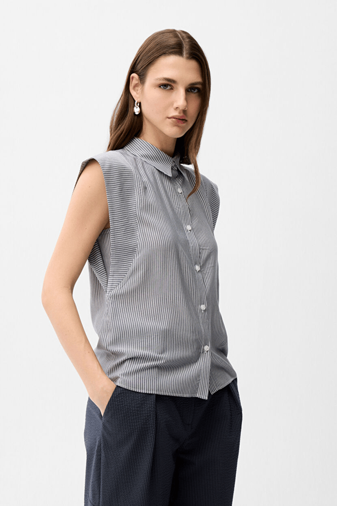 قميص نسائي – ADL – أسود مخطط – فسكوز – XS S M L XL XXL- صنع في تركيا