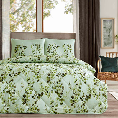 طقم غطاء لحاف مزدوج – TAC – أخضر – نقشة أوراق شجر – 5 قطع – صنع فى ترك