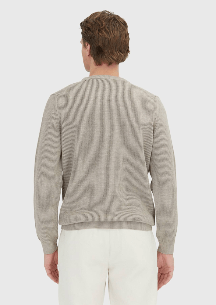 كنزة صوفية رجالية – Ramsey – بيج بنمط سالونيك – ياقة دائرية – صوف -  S، M، L، XL، XXL، XXXL - صنع في تركيا