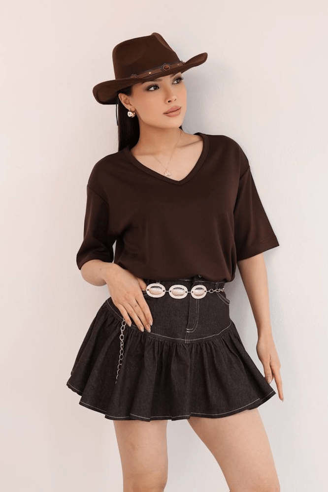 تي شيرت نسائي – modacan toptan – بني – قطن ليكرا – S-M-L-XL – صنع في تركيا