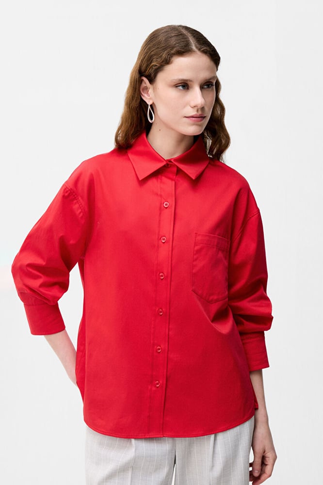 قميص نسائي – ADL – لون احمر –  قطن – XS S M L XL XXL- صنع في تركيا