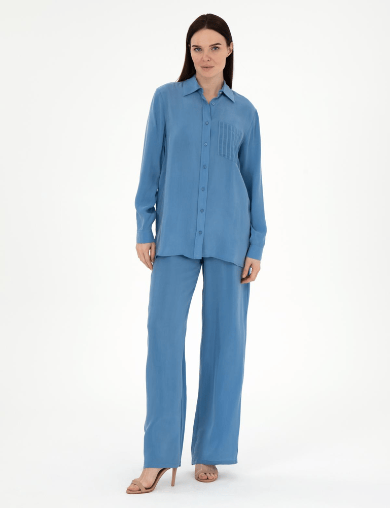 بنطال نسائي – pierre cardin – قصة فضفاضة – كوبرو – النيلي– S-XL – صنع في تركيا