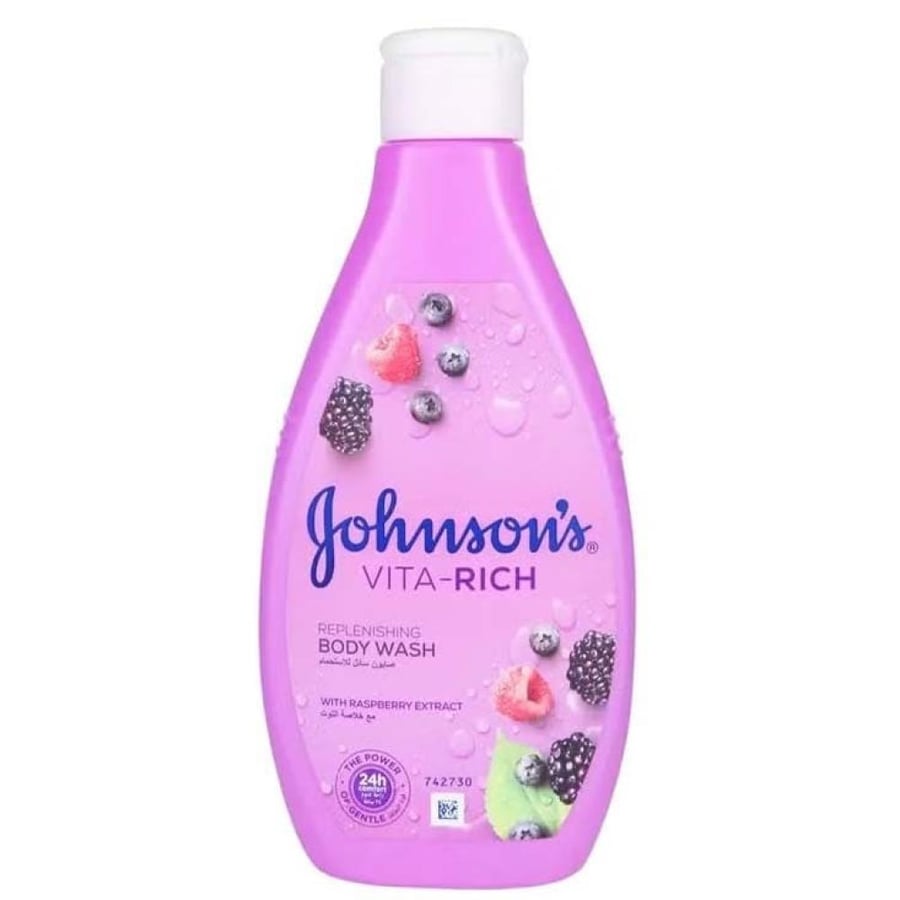 غسول الجسم جونسون فيتا ريتش (Replenishing) - بخلاصة التوت البري لتجديد حيوية البشرة (250 مل)