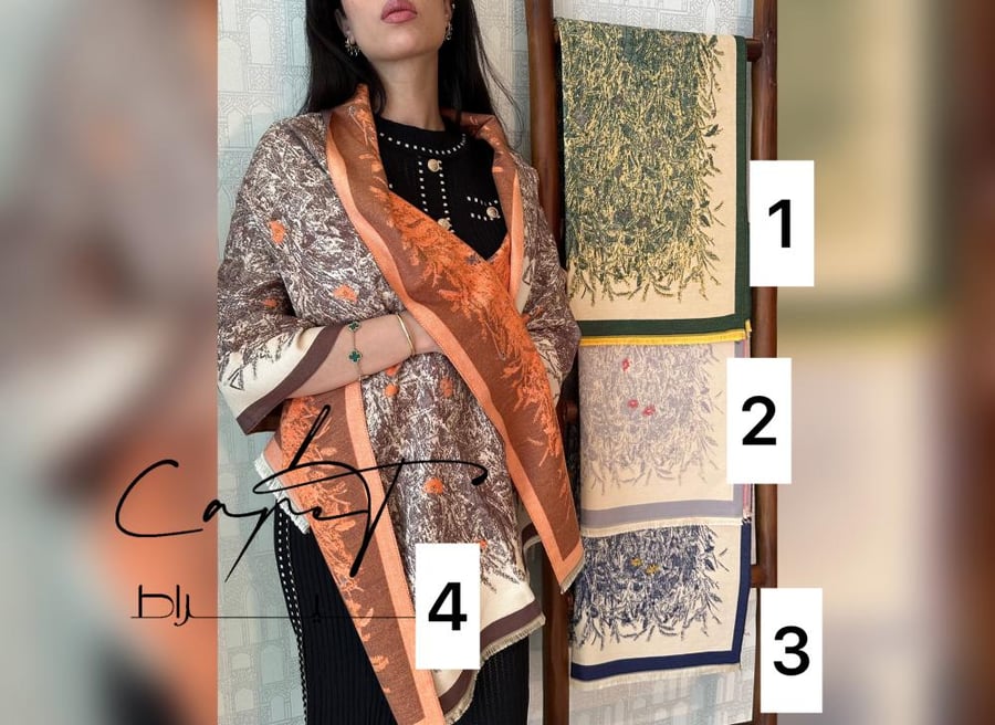 Warm Kashmiri shawl with embroidery