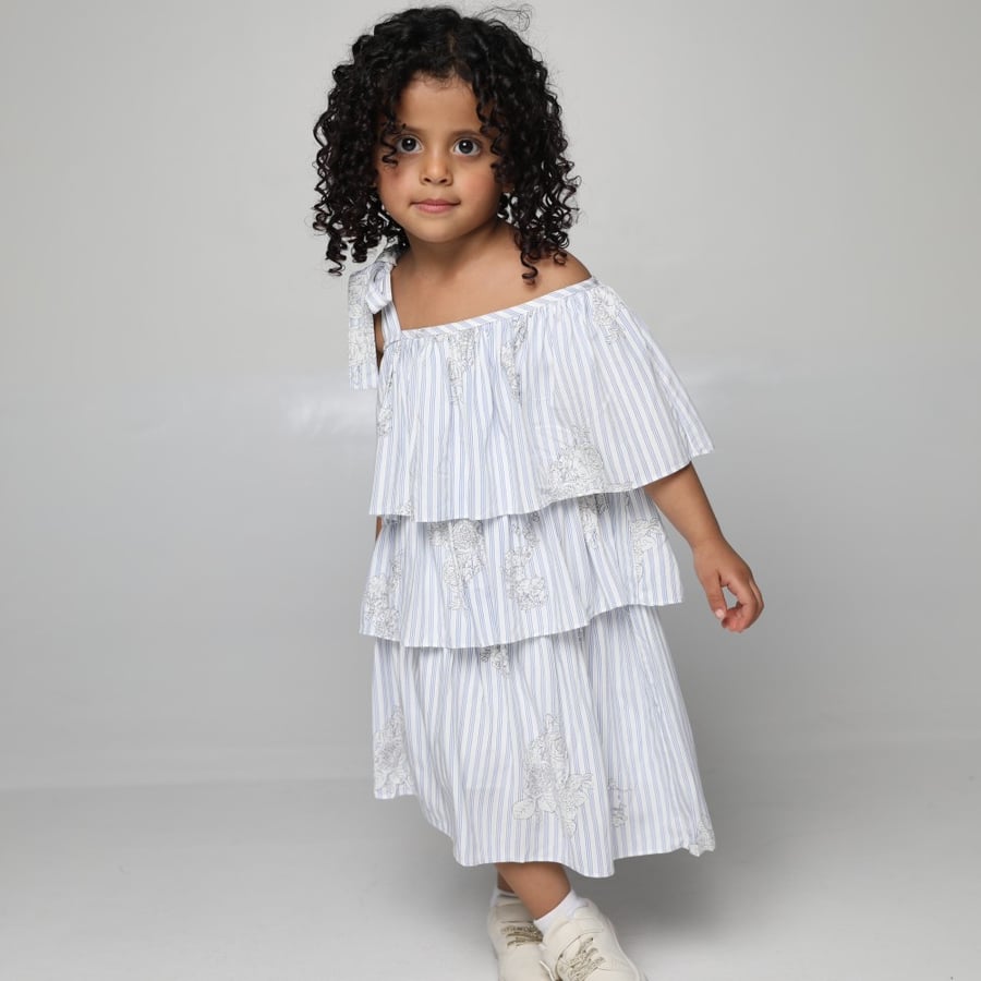 Tie shoulder Layered Dress