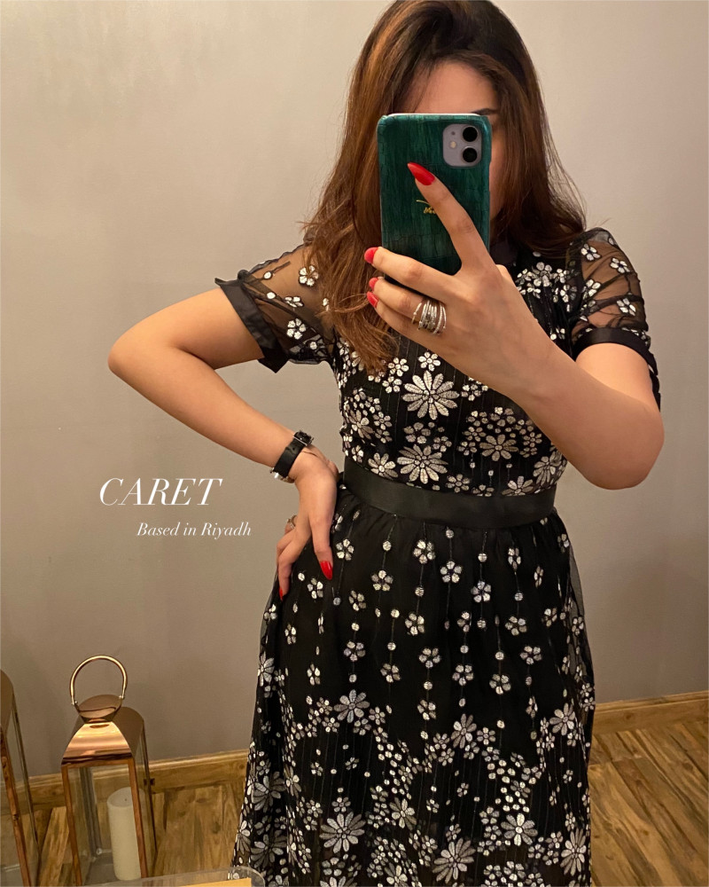 Black Dress with Floral Embroidery