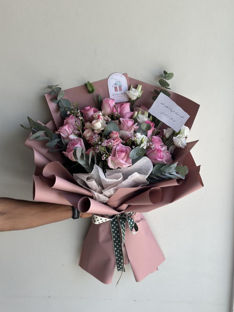 بوكية ورد درجات البنك || Pink  bouquet