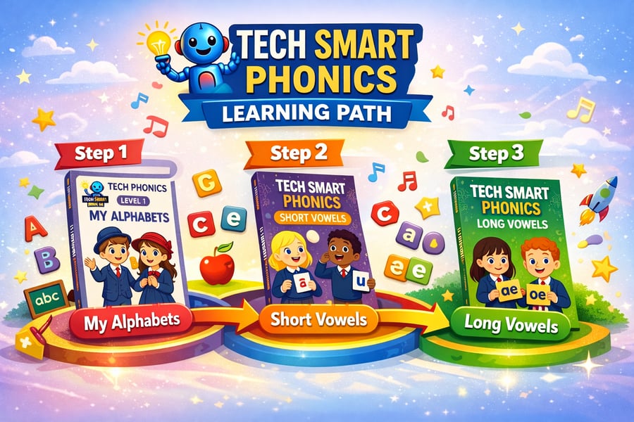Tech smart phonics 3 books for KG1-KG2