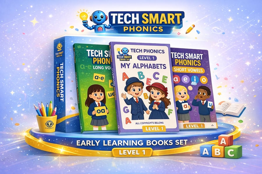 Tech smart phonics 3 books for KG1-KG2