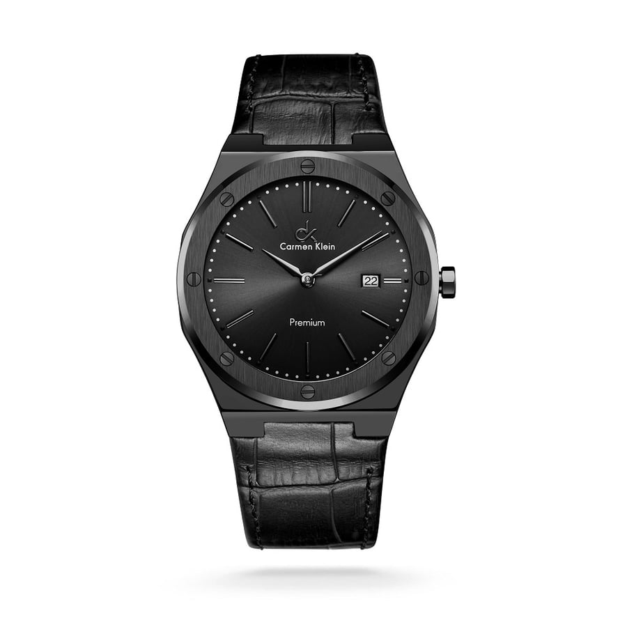 Men's Carmen Klein watch, leather, black color