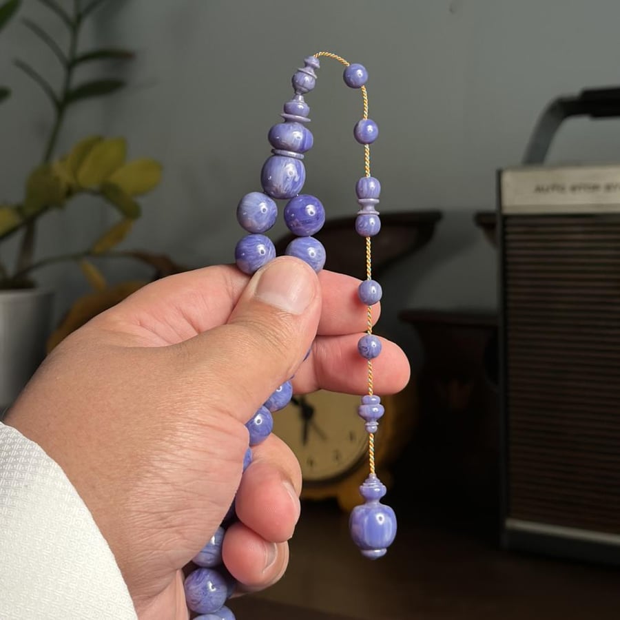 مسباح فاتوران ازرق بتعريق ابيض تمليكة