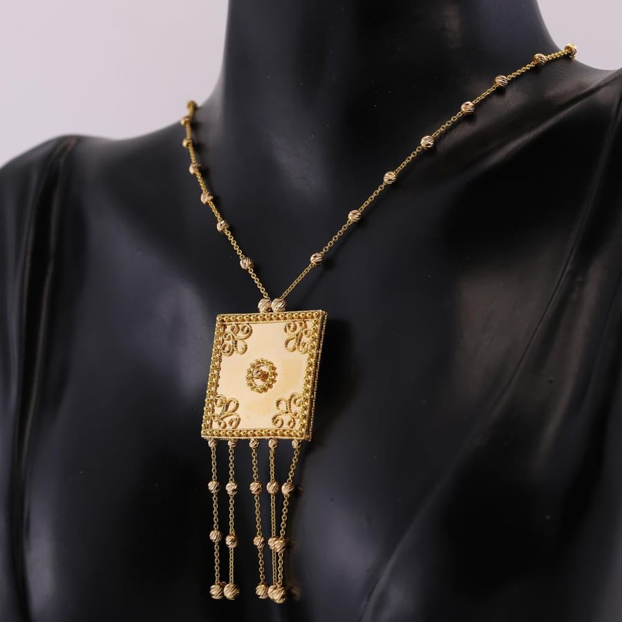 سبحة  ذهب صافي مربع مزخرف بازهار   - عيار 21