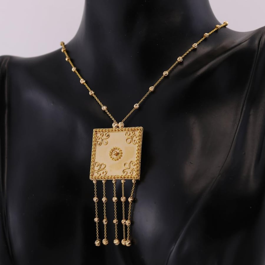 سبحة  ذهب صافي مربع مزخرف بازهار   - عيار 21