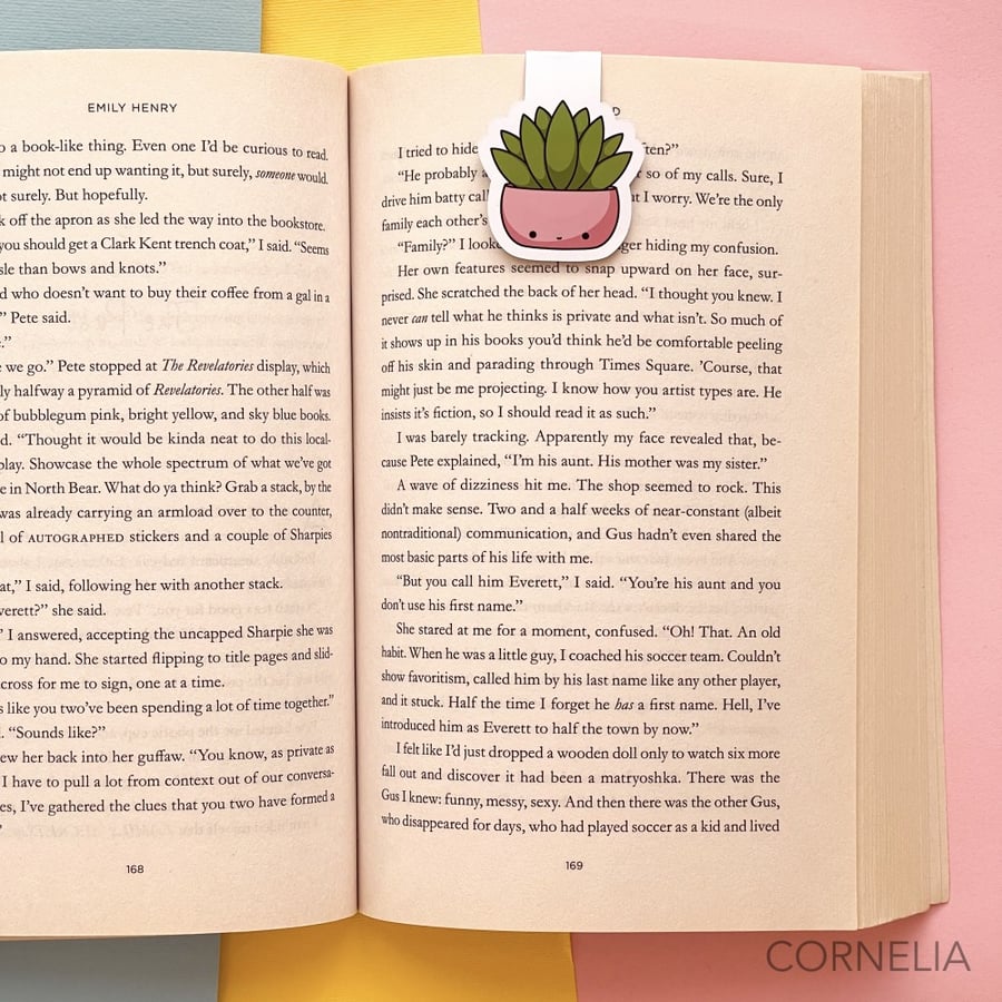 فاصل كتب مغناطيسي تصميم لطيف نبته وردي -كيوت  Kawaii Plants Pink
