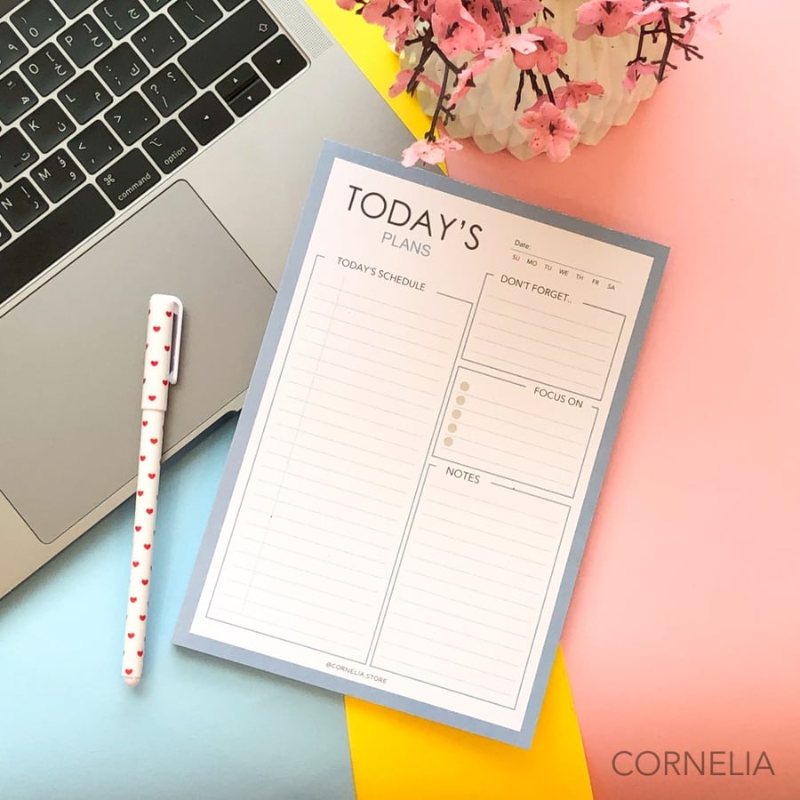 تقويم يومي منظم أجندة غير مؤرخ  -Daily Planner -Blue