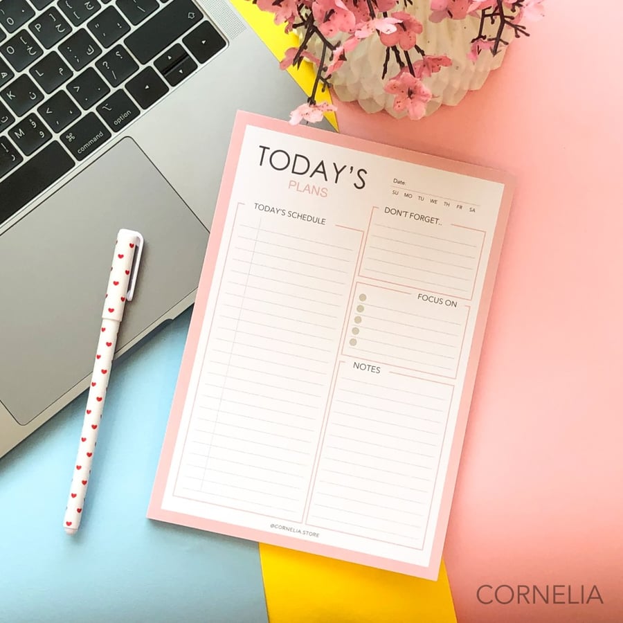 تقويم يومي منظم أجندة غير مؤرخ  -Daily Planner -Pink