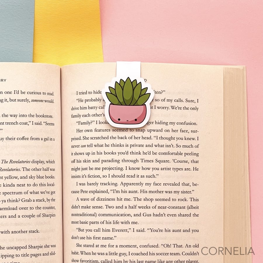 فاصل كتب  مغناطيسي تصميم لطيف نبته وردي -كيوت  Kawaii Plants Pink